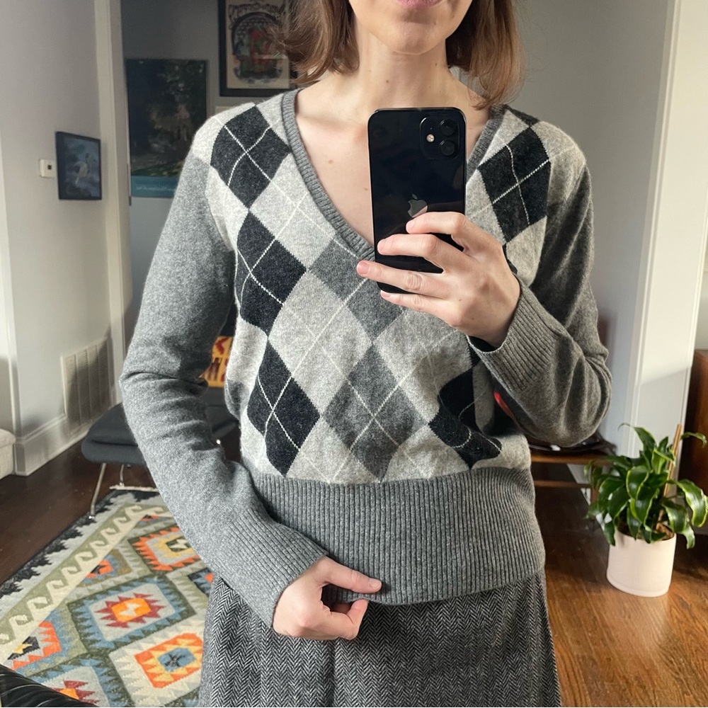 Y2K High Teen Wool Cashmere Sweater Academia